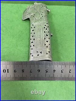 ANTIQUE MIDDLE EASTERN ARABIC SWORD Engraved SILVER Handel 57grams R7