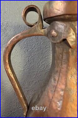 ANTIQUE Middle Eastern MOORISH Tinned Solid COPPER EWER 12.5 Tall Classic