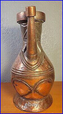 ANTIQUE Middle Eastern MOORISH Tinned Solid COPPER EWER 12.5 Tall Classic