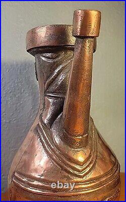 ANTIQUE Middle Eastern MOORISH Tinned Solid COPPER EWER 12.5 Tall Classic