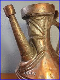 ANTIQUE Middle Eastern MOORISH Tinned Solid COPPER EWER 12.5 Tall Classic