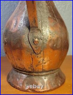 ANTIQUE Middle Eastern MOORISH Tinned Solid COPPER EWER 12.5 Tall Classic