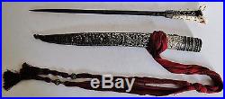 Antique Ottoman Era Islamic Arab Yatagan Sword Dagger Solid Silver Coral 19th C