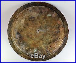 ANTIQUE QAJAR PERSIAN ENGRAVED BRONZE COPPER BOWL TRAY PLATE 19th C