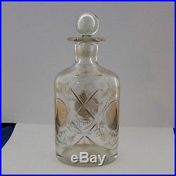 ANTIQUE TURKISH BEYKOZ GLASS BOTTLE Gilt Decorated clear Glass 19 Century