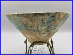 ANTIQUE TURQUOISE IRIDESCENT BLUE GLAZE POTTERY ISLAMIC MIDDLE EAST 10th-13th C