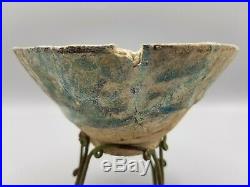 ANTIQUE TURQUOISE IRIDESCENT BLUE GLAZE POTTERY ISLAMIC MIDDLE EAST 10th-13th C