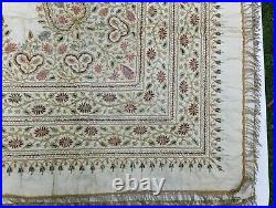 ANTIQUE19th C. TURKISH OTTOMAN EMBROIDERD COVERLET COUCHED GOLD THREAD WORK