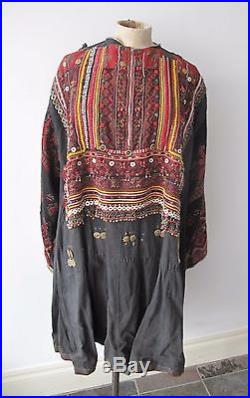 Afghan Nuristan antique dress Jumlo cotton wedding embroidered coins rare
