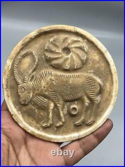 Alabaster Stone Cosmetic Plate Deer Figure Carved Near eastern Antiques Ornament