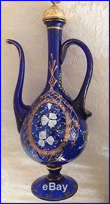 An old Blue Glass BEYKOZ Ewer. Ottoman Circa 1920