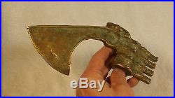 Ancient 8 Bronze AX Head Original Battle Weapon Patina 17-19th Century