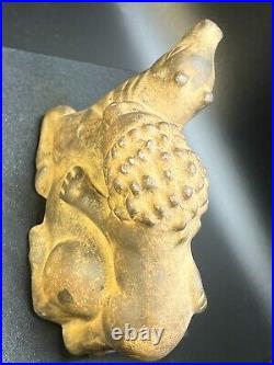 Ancient Carved Stone Figurine depicting a Lion Hunting an Animal