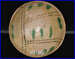 Ancient Early Islamic Nishapur Ceramic Slip Decorated Pottery Bowl Circa 1100 CE