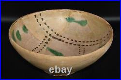 Ancient Early Islamic Nishapur Ceramic Slip Decorated Pottery Bowl Circa 1100 CE