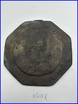 Ancient Middle Eastern Bronze Plate Engraved with Persian Iconography