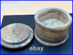 Ancient Near Eastern Bactrian Alabaster Stone Bowl With Inscription Writing