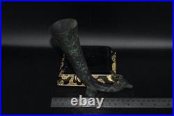 Ancient Near Eastern Parthian Empire Bronze Rhyton with Protome of Stag