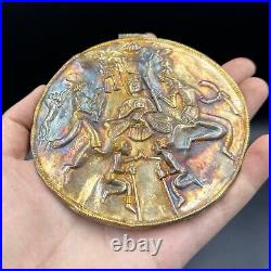 Ancient Near Eastern Sasanian Silver Gold Plated Large Pendant 1500+ Years Old