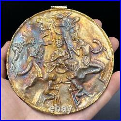 Ancient Near Eastern Sasanian Silver Gold Plated Large Pendant 1500+ Years Old