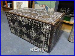 Anglo persian mother of pearl inlay trunk