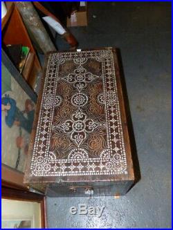 Anglo persian mother of pearl inlay trunk