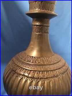 Antique 18-19th c Mughal Bronze/Copper Hookah Base / Vase