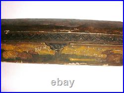 Antique 1800`s Qajar Arabic Islamic Qalamdan Pen Box Lacquer Paper Mache