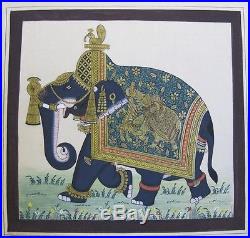 Antique 18th C. Persian Hand-Painted Sheet & Indian Gold-Leaf Elephant