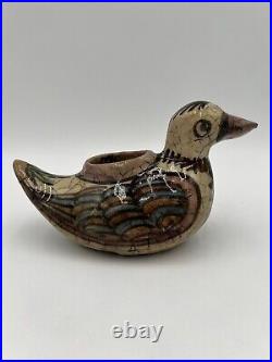Antique 18th century handmade Middle Eastern pottery bird vessel sculpture art