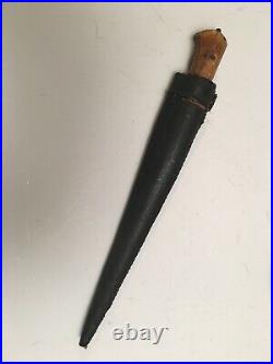 Antique 18thC-Persian Integral blade Damascus Kard Knife Dagger-FOSSILIZED Hilt