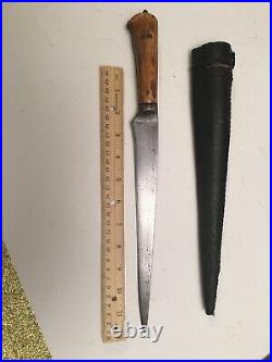 Antique 18thC-Persian Integral blade Damascus Kard Knife Dagger-FOSSILIZED Hilt