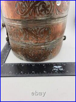 Antique 19 C Ottoman Hand Wrought Copper Tinned Stacking Bowls Lunch/Tiffin Box