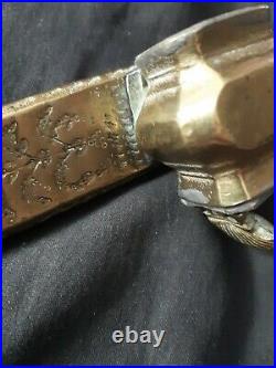 Antique 19c Brass Ottoman Divit Qalamdan Traveling Inkwell Quill Scribe Pen Case