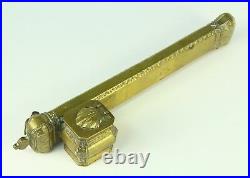 Antique 19th C Brass Ottoman Divit Qalamdan Travelling Inkwell Quill Pen Case