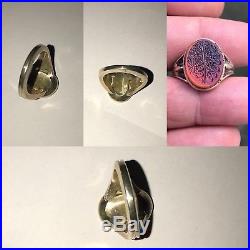 Antique 19th C Islamic Persian Solid Silver Calligraphy Pray On Yaman Agate Ring