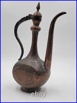 Antique 19th C Large Copper Ewer Islamic Pitcher Hand Forged. Middle Eastern