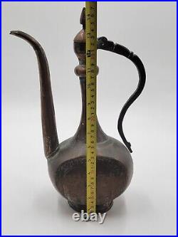 Antique 19th C Large Copper Ewer Islamic Pitcher Hand Forged. Middle Eastern