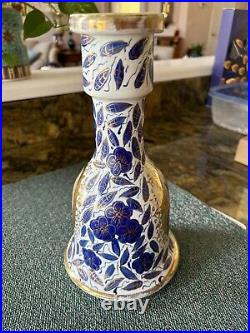 Antique 19th C. Middle Eastern Blue And White Porcelain Hookah Base Or Vase Pair