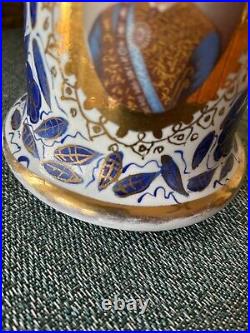 Antique 19th C. Middle Eastern Blue And White Porcelain Hookah Base Or Vase Pair