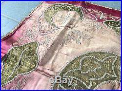 Antique 19th C Silk Metal Thread Embroidered Panel Islamic Ottoman