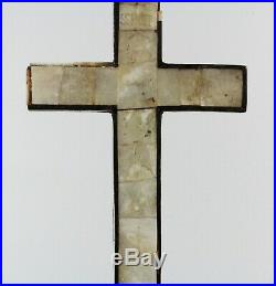 Antique 19th Century Italian / Jerusalem Carved Mother of Pearl Cross 11