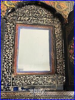Antique 19th Century Persian Qajar Period Hidden Mirror Wall Cabinet Lacquer