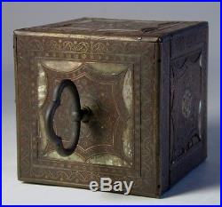 Antique 19th Century Wood, Brass, MOP, and Glass Tea Caddy. English or Persian