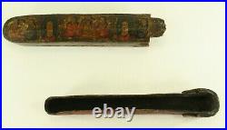 = Antique 19th c. Qajar Qalamdan Lacquered Papier Mache Quill Pen Case Painted