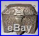 Antique 19th decorated birds flowers Persian silver trunk hinged box Middle East