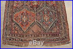 Antique 19thC Hand Woven Wool Qashqai Persian Carpet Rug, NR