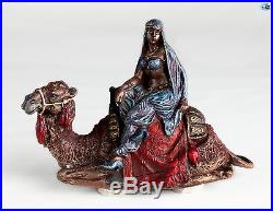 Antique Adorable Bronze Cold Painted Statue of Middle Eastern Lady on Camel