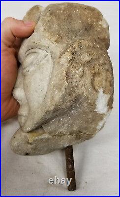Antique Antiquity Early MIddle Eastern Carved Figural Head Statue Asiatic
