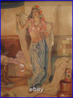 Antique Arabian Nights Middle East Arts Crafts Deco Hookah Liquor Painting